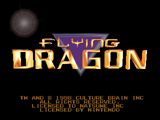 Flying Dragon (Europe) Title Screen